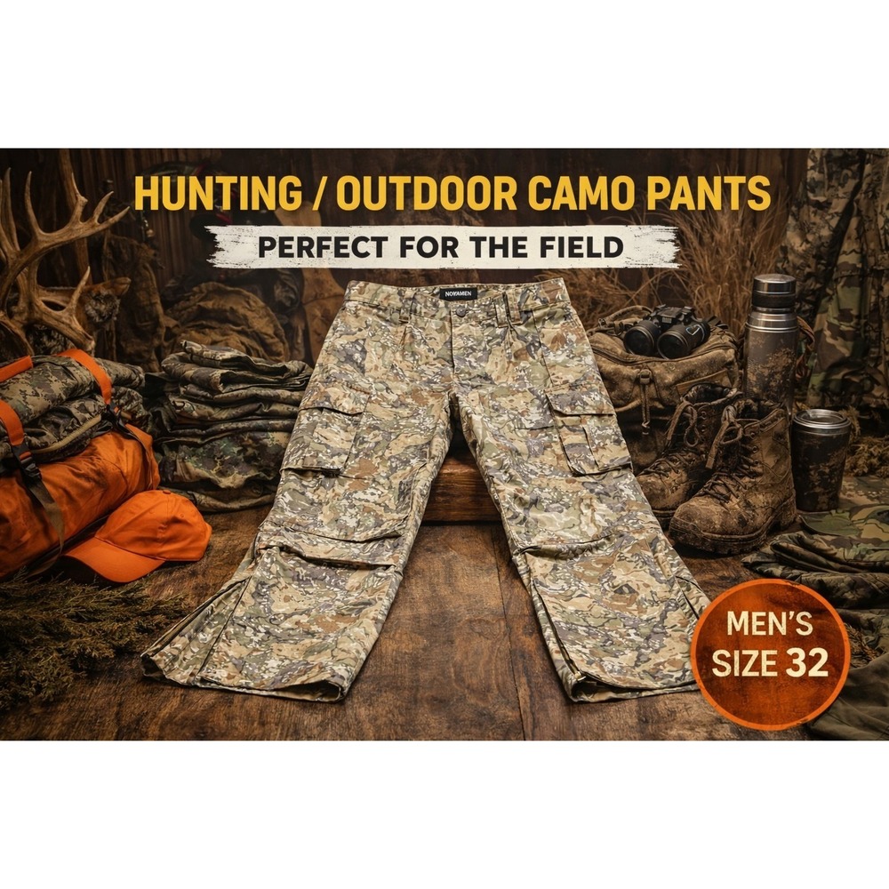 NOVAMEN Camouflage Cargo Pants Mens 32x32 Hunting Tactical Zip Leg Camo